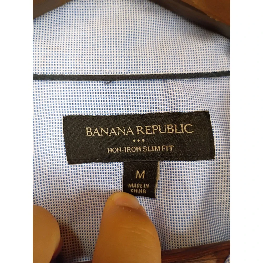 Professional Banana Republic Mens Medium Blue Non-Iron Slim Fit Dress Shirt